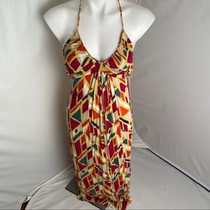 T-Bags Los Angeles multicolor geometric print halter maxi dress XS